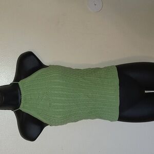 Green Halter Neck Ribbed Women Top